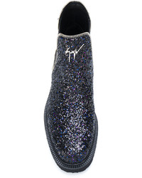 Черные ботильоны с пайетками от Giuseppe Zanotti Design