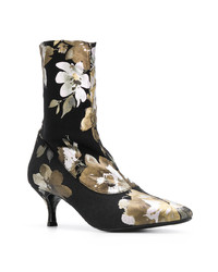 Черные ботильоны с цветочным принтом от Strategia