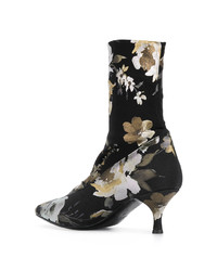 Черные ботильоны с цветочным принтом от Strategia