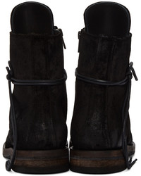 Мужские черные ботинки из нубука от Ann Demeulemeester