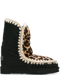 Женские черные ботинки с леопардовым принтом от Mou