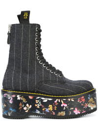 Женские черные ботинки с цветочным принтом от R 13