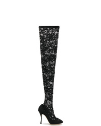 Черные ботфорты из плотной ткани от Dolce & Gabbana
