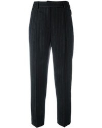 Женские черные брюки-галифе в вертикальную полоску от Alberto Biani