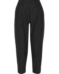 Женские черные брюки-галифе в вертикальную полоску от DKNY