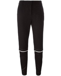 Женские черные брюки-галифе в вертикальную полоску от DKNY