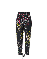 Женские черные брюки-галифе с цветочным принтом от Chloé