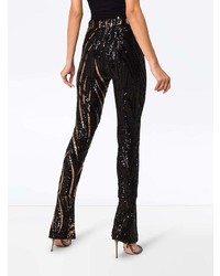 Черные брюки-клеш с пайетками от Halpern