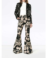 Черные брюки-клеш с принтом от Beaufille