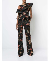 Черные брюки-клеш с принтом от Prabal Gurung