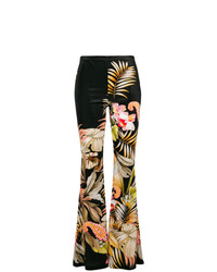 Черные брюки-клеш с цветочным принтом от Black Coral