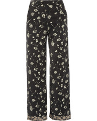 Черные брюки-кюлоты с цветочным принтом от Etro