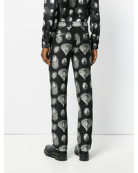Мужские черные брюки с принтом от Alexander McQueen