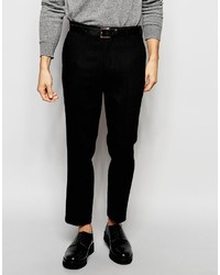 Мужские черные брюки с узором "в ёлочку" от Asos