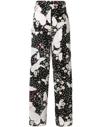 Женские черные брюки с цветочным принтом от Valentino