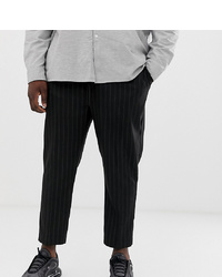 Черные брюки чинос в вертикальную полоску от New Look