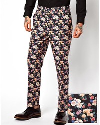 Черные брюки чинос с цветочным принтом от Asos