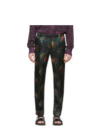 Черные брюки чинос с цветочным принтом от Dries Van Noten