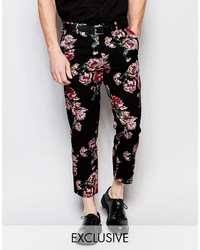 Черные брюки чинос с цветочным принтом от Reclaimed Vintage