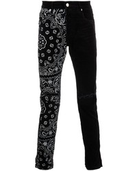 Черные вельветовые джинсы с принтом