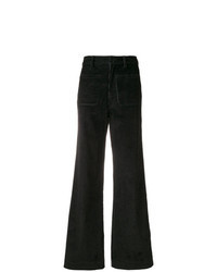 Черные вельветовые широкие брюки