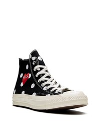 Мужские черные высокие кеды в горошек от COMME DES GARÇONS PLAY X CONVERSE