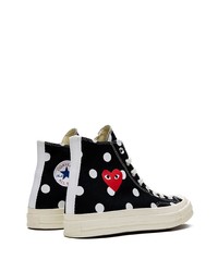 Мужские черные высокие кеды в горошек от COMME DES GARÇONS PLAY X CONVERSE