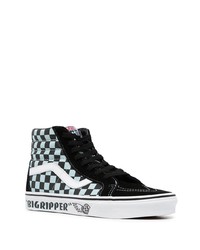 Мужские черные высокие кеды в клетку от Vans