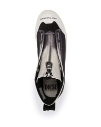 Мужские черные высокие кеды из плотной ткани c принтом тай-дай от Diesel