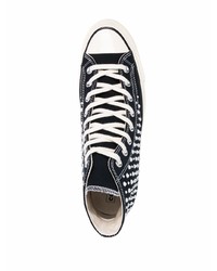 Мужские черные высокие кеды из плотной ткани с украшением от Converse