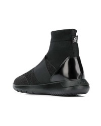 Женские черные высокие кеды из плотной ткани от Hogan