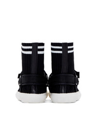 Женские черные высокие кеды из плотной ткани от Ys