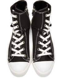 Мужские черные высокие кеды из плотной ткани от Miharayasuhiro