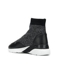 Женские черные высокие кеды из плотной ткани от Hogan