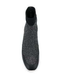 Женские черные высокие кеды из плотной ткани от Hogan