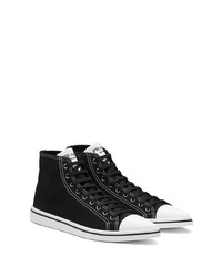 Мужские черные высокие кеды из плотной ткани от Prada