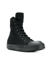 Мужские черные высокие кеды из плотной ткани от Rick Owens DRKSHDW