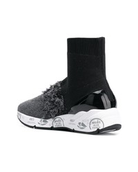 Женские черные высокие кеды из плотной ткани от Premiata