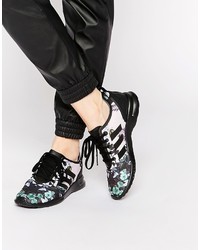 Женские черные высокие кеды с цветочным принтом от adidas