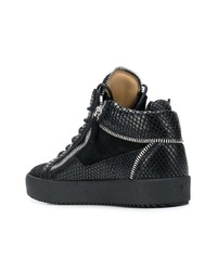 Мужские черные высокие кеды со змеиным рисунком от Giuseppe Zanotti Design