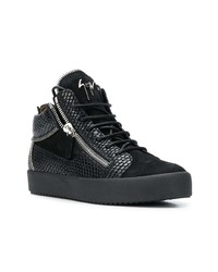 Мужские черные высокие кеды со змеиным рисунком от Giuseppe Zanotti Design