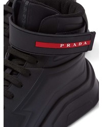 Мужские черные высокие кеды от Prada