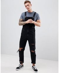 Мужские черные джинсовые комбинезон от ASOS DESIGN