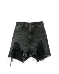 Женские черные джинсовые рваные шорты от R13