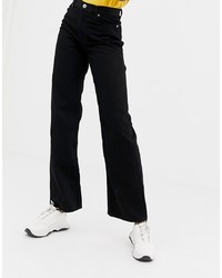 Черные джинсовые широкие брюки от Monki
