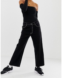 Черные джинсовые широкие брюки от Noisy May