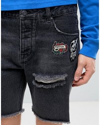 Мужские черные джинсовые шорты от Asos