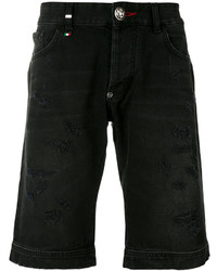Мужские черные джинсовые шорты от Philipp Plein