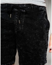 Мужские черные джинсовые шорты от Pull&Bear
