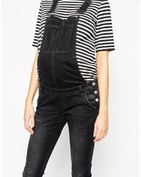 Черные джинсовые штаны-комбинезон